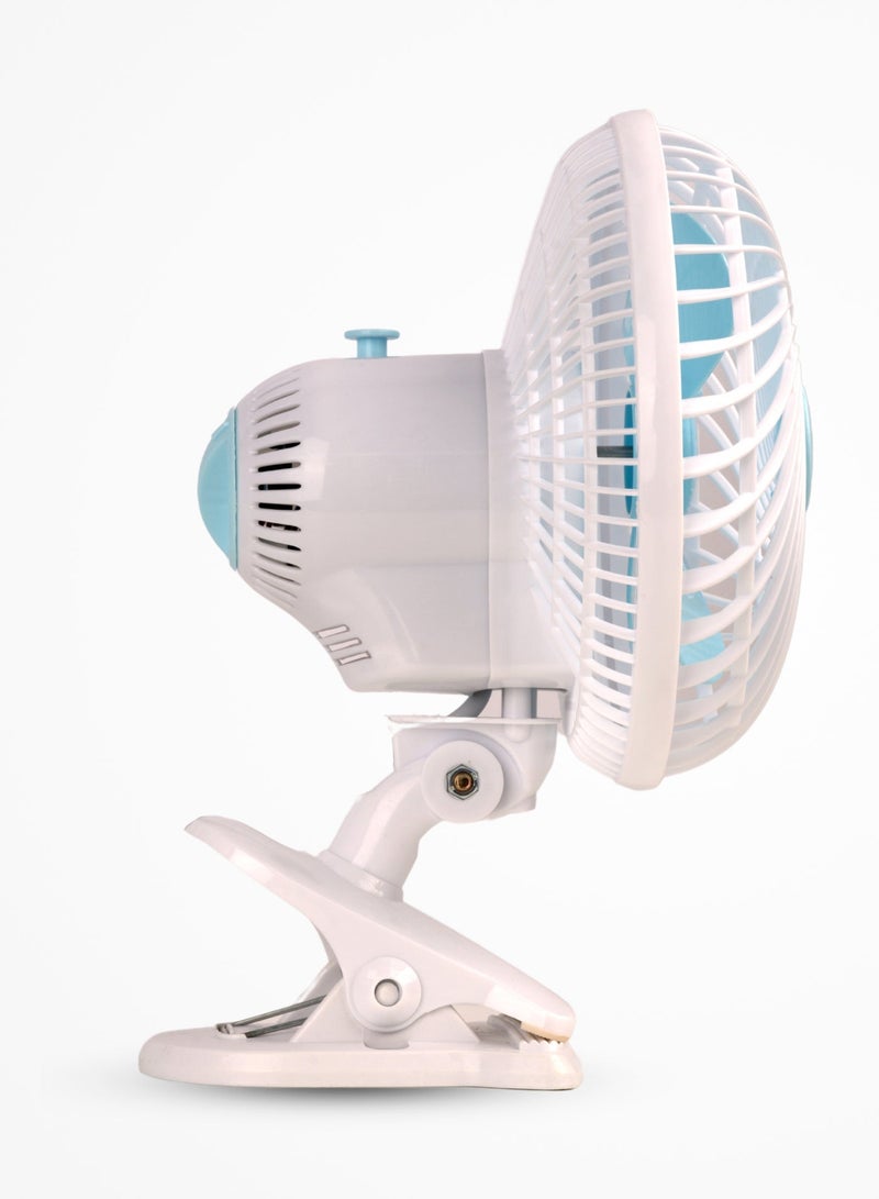 Elora 2-in-1 Desk Fan with Oscillation, Plastic Clip Fan with 3 Blades and Safety Grill. ELCF-6345 White - Image 3